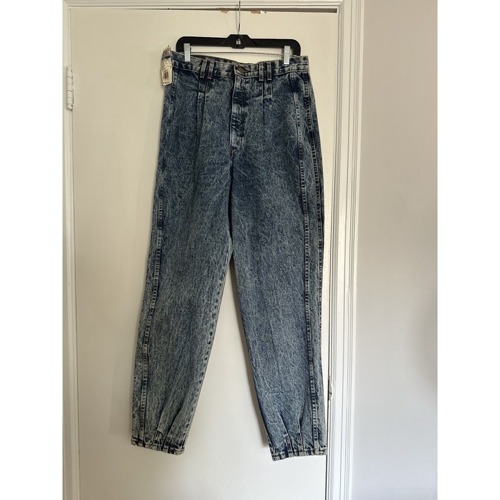 NWT VTG 80s Mom Jeans Chic Sz:15 Tall JR Acid Wash Denim High Waisted Pleated